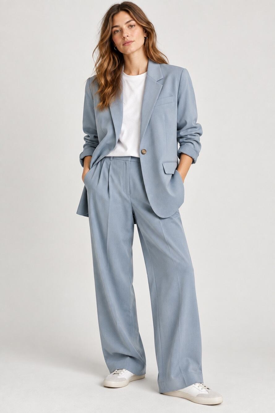 Madewell The Larsen Blazer in Drapeweave Overcast Blue – Size XS